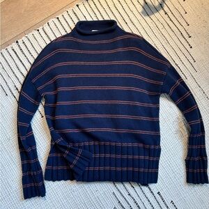 Striped Glenmoor Rollneck Sweater in Cotton-Merino Yarn